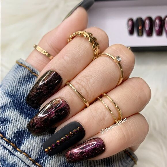 Cat Eyes and Rhines Custom Press On Nails | High Quality Nails | Handmade - Picture 1 of 13